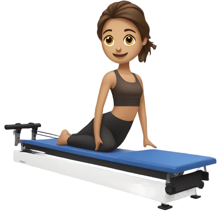 A brown hair girl doing Pilates reformer  emoji
