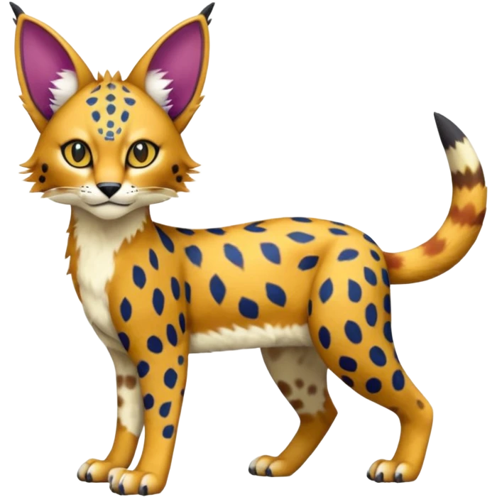 Colorful Bobcat-Caracal-Leopard-Sergal-Serval-Genet-Pokémon-Digimon-Fakémon-fusion-hybrid-creature emoji