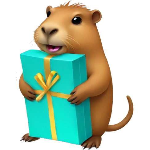 Capybara holding a gift emoji
