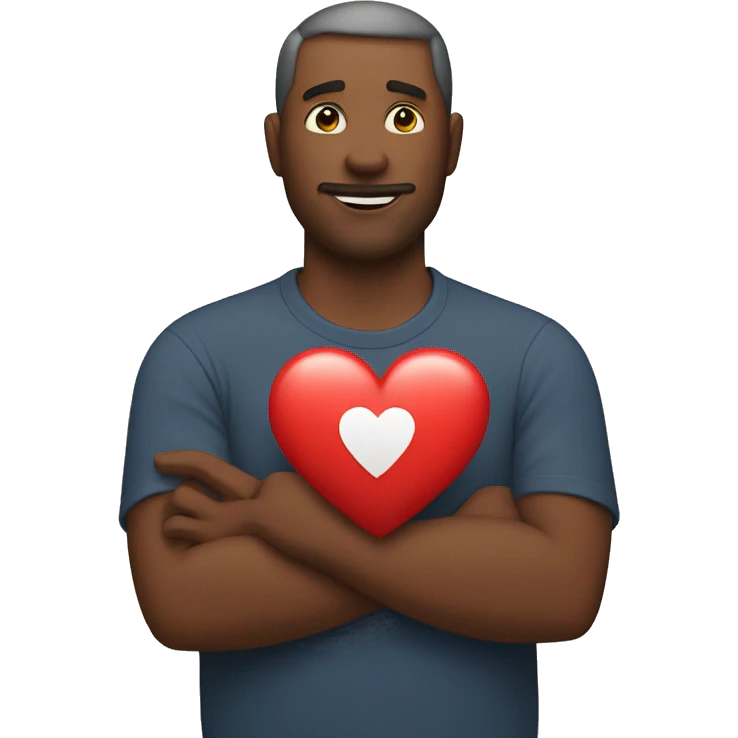 Dad holds his heart in his hand emoji