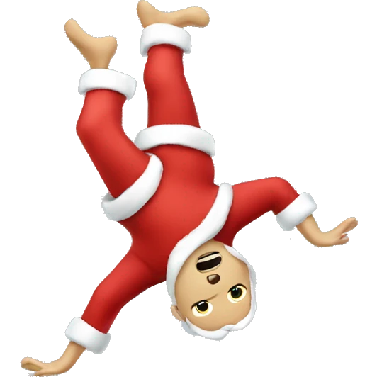 Santa doing cartwheel emoji