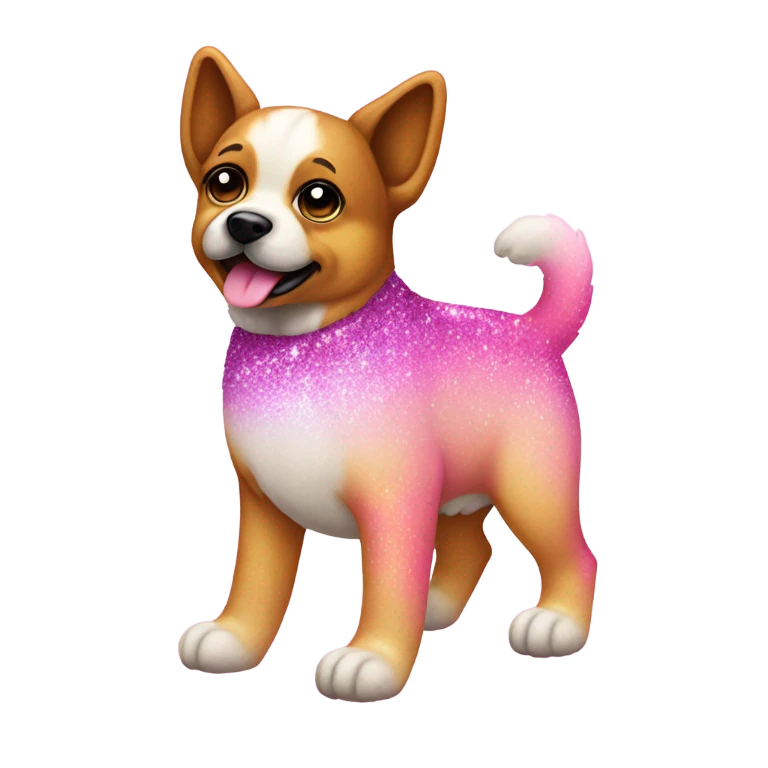 Pink ombre full body dog with glitter emoji