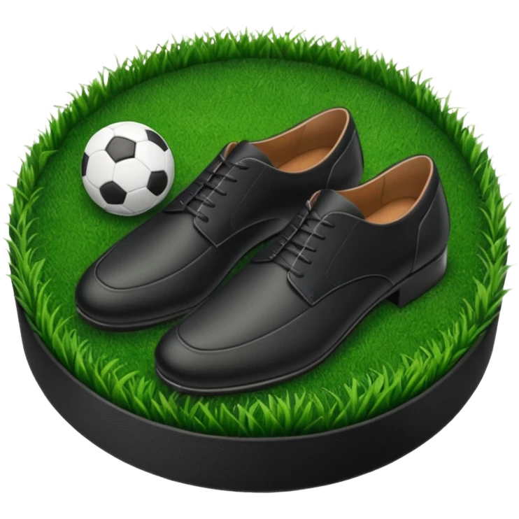 Black suit shoes circular patch of football grass emoji