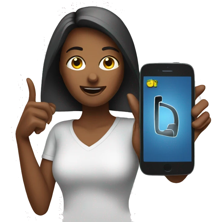 woman showing big phone emoji
