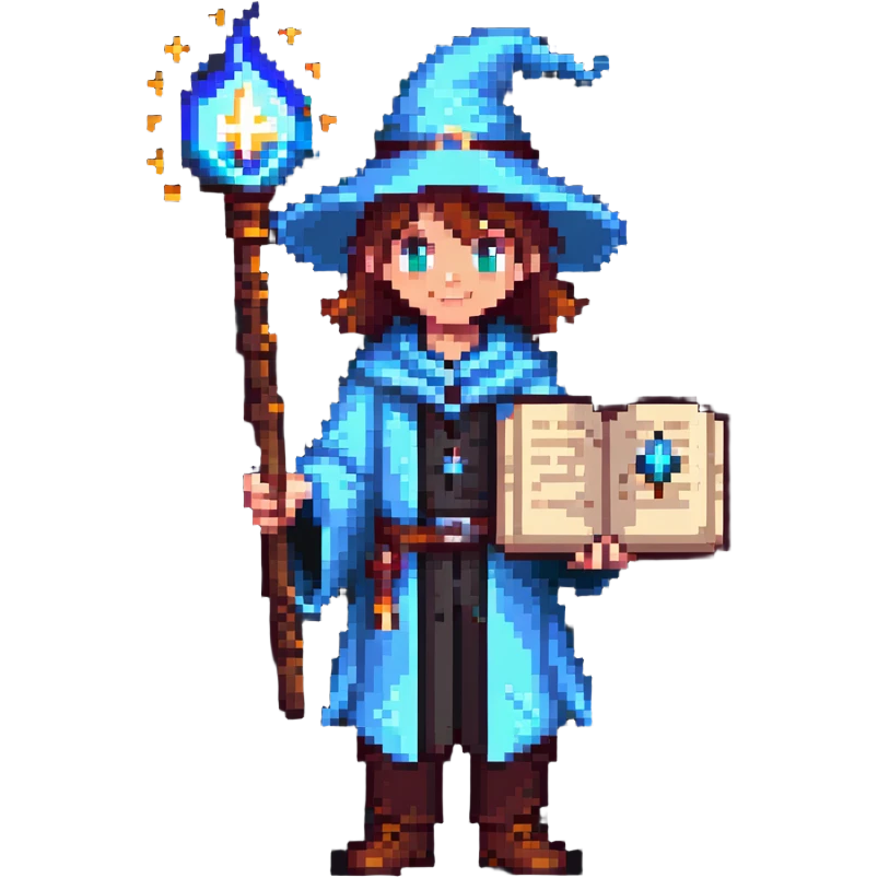 young wizard with magic wand and spellbook emoji