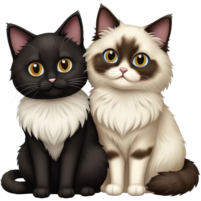 A ragdoll cat and a black cat together emoji