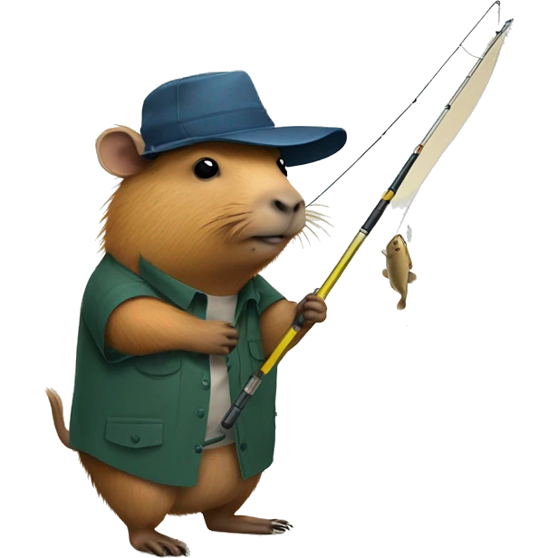capybara with fishing rod tattoo and a collared shirt emoji