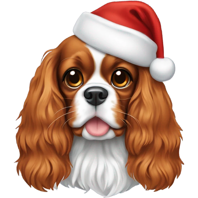 Cavalier King Charles spaniel wearing a Santa hat  emoji