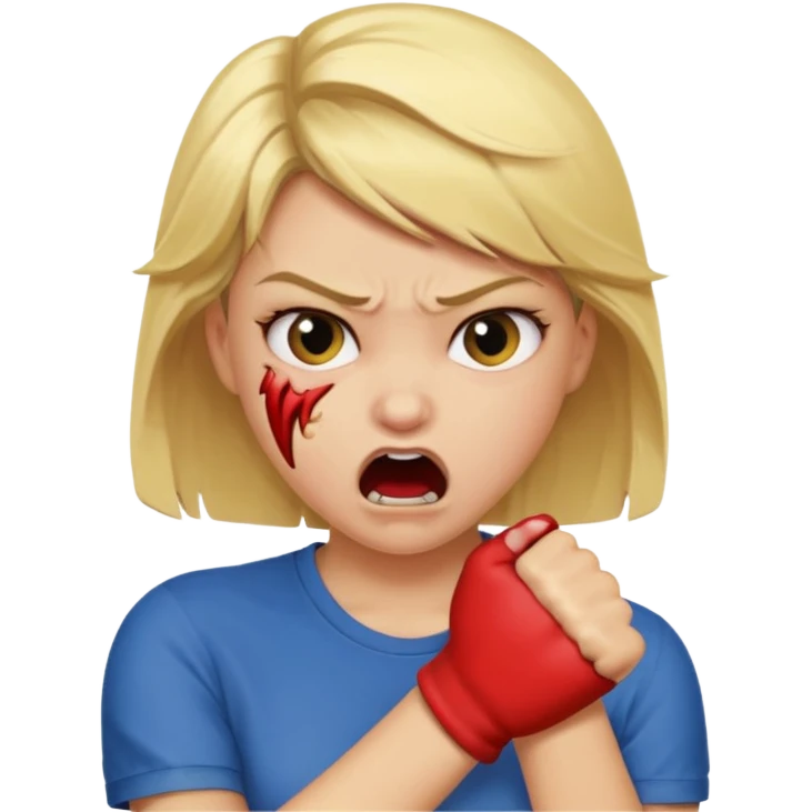 Emoji blonde girl, biting an arm emoji