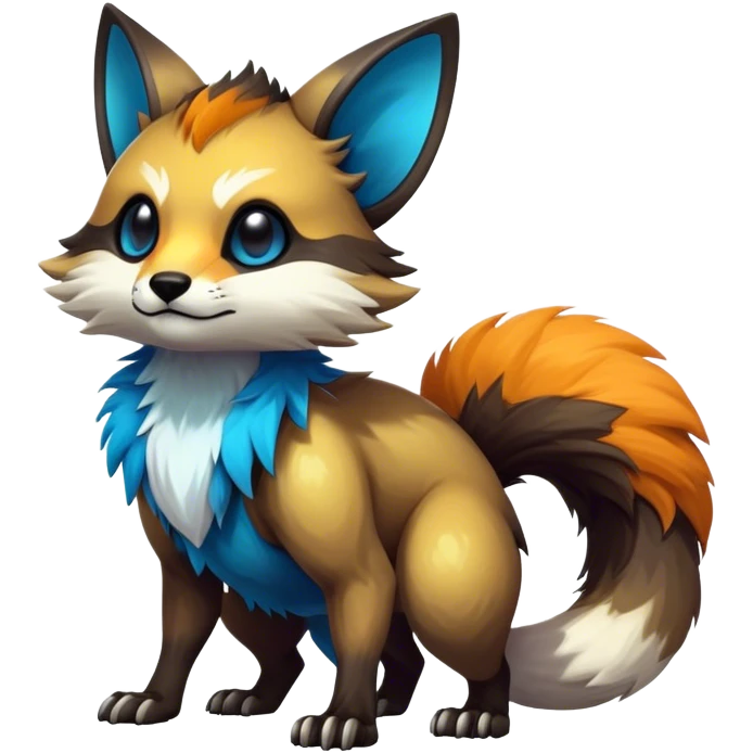 Epic Edgy Cute Colorful Vibrant Modern Vernid-Protogen-creature-animal, full body emoji