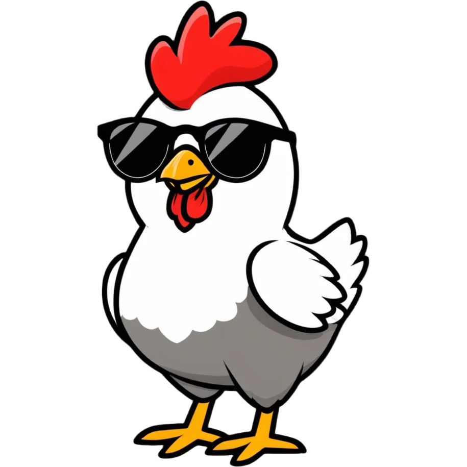 fun and playful chicken wearing sunglasses emoji