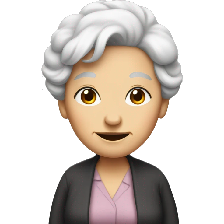 old lady with black hair standing like a lady  emoji