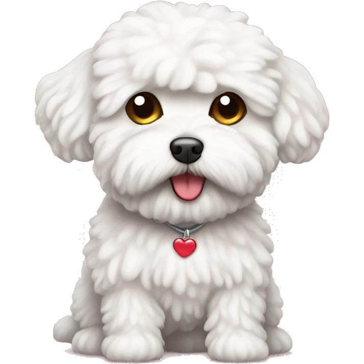 white maltipoo with heart emoji emoji