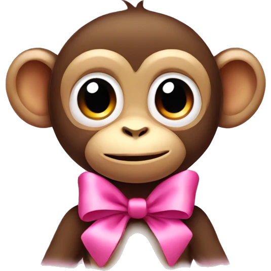 cute monkey with a pink bow emoji