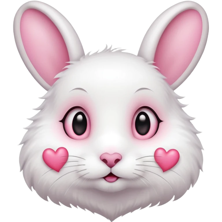 White rabbit BIG PINK heart shaped eyes  emoji