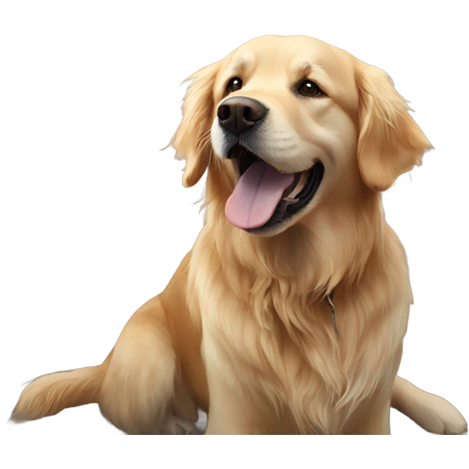 Golden retriever at beach  emoji