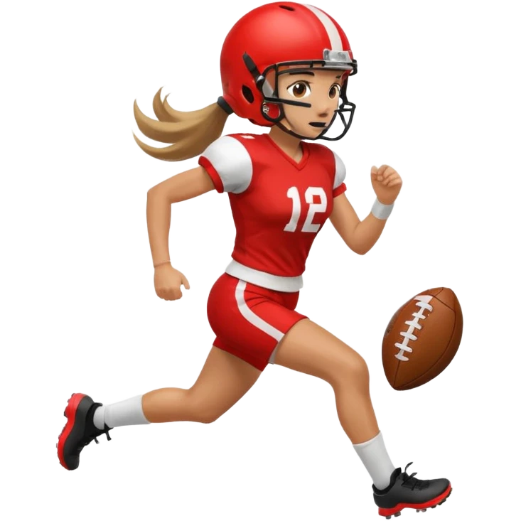 Long Haired Football Players, Female player with ponytail running emoji
