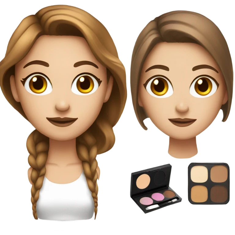 Makeup kit and white girl Brown hair emoji