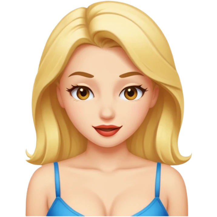 sexy girl with pronounced chest, winking emoji