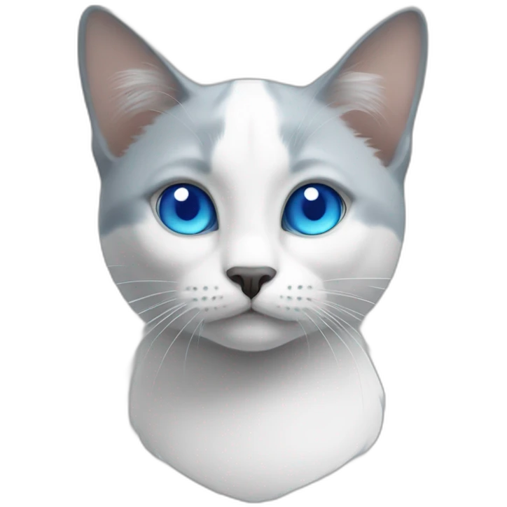 white and grey cat and blue eye head ball-shaped emoji