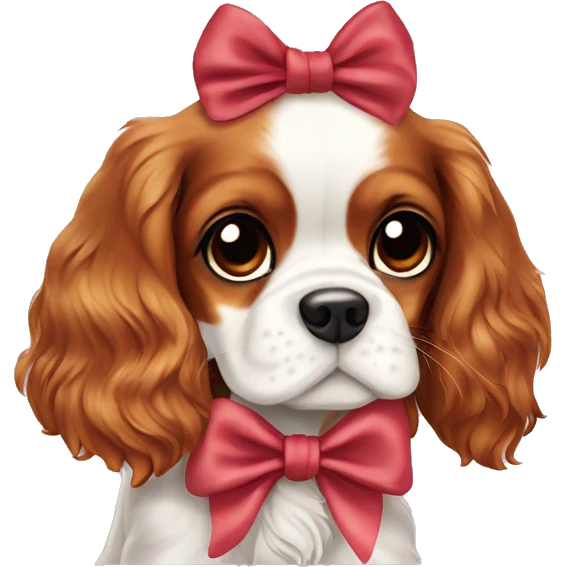 Cavalier King Charles spaniel puppy with a bow ￼ emoji