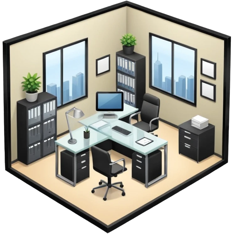 an office for ceo of comany in an isometric style emoji