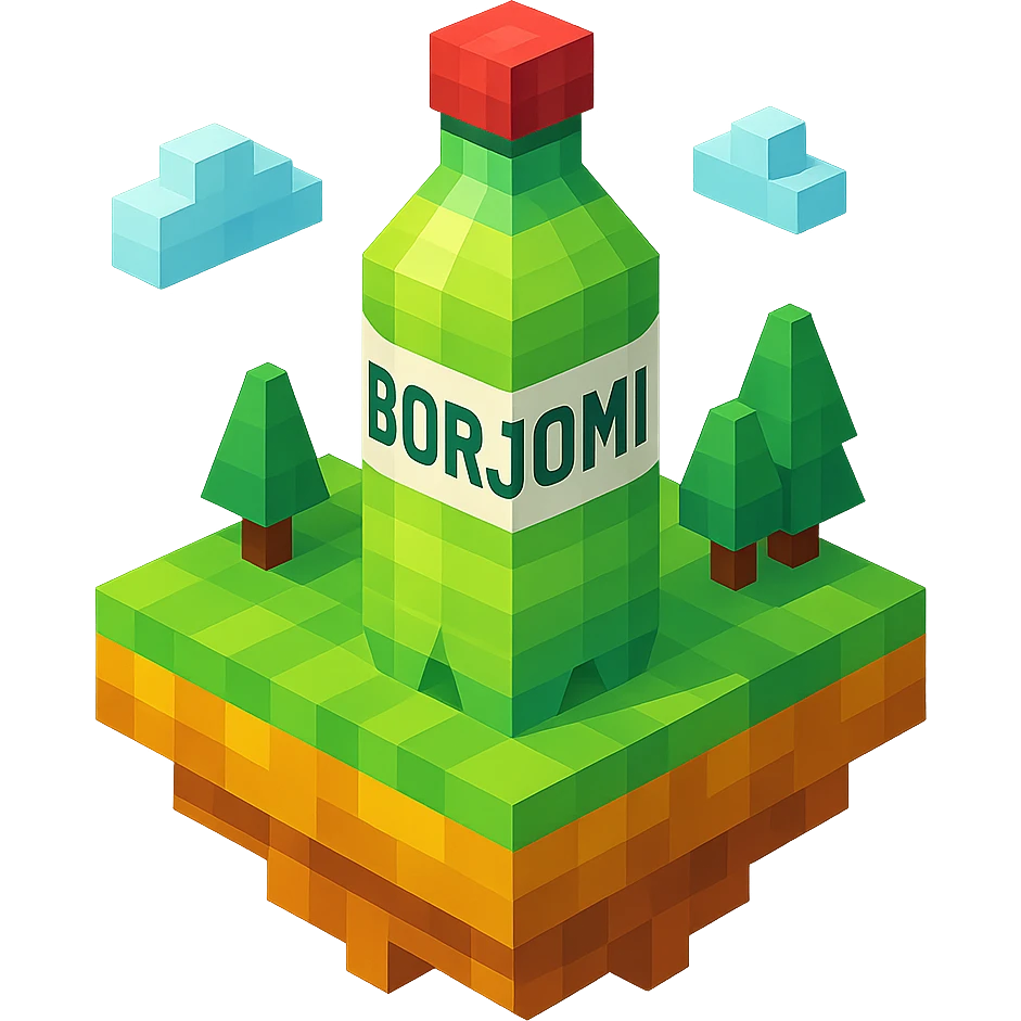 Borjomi bottle with a floating island background emoji