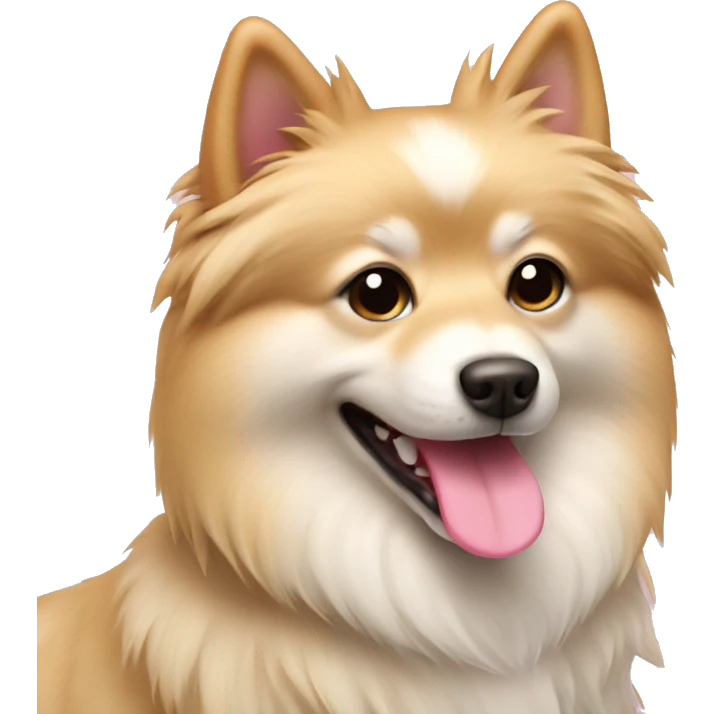 spitz dog beige with pink tail emoji