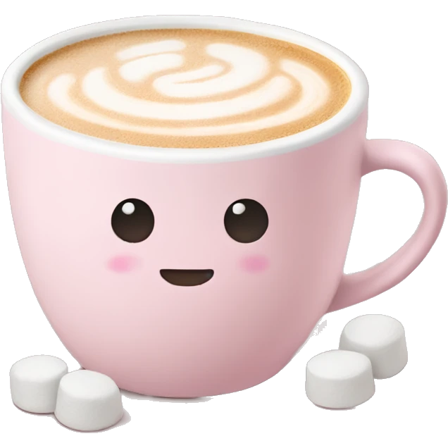 Light Pink mug of latte with marshmallows  emoji