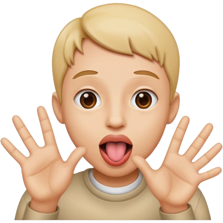 Tongue out hands going out  emoji