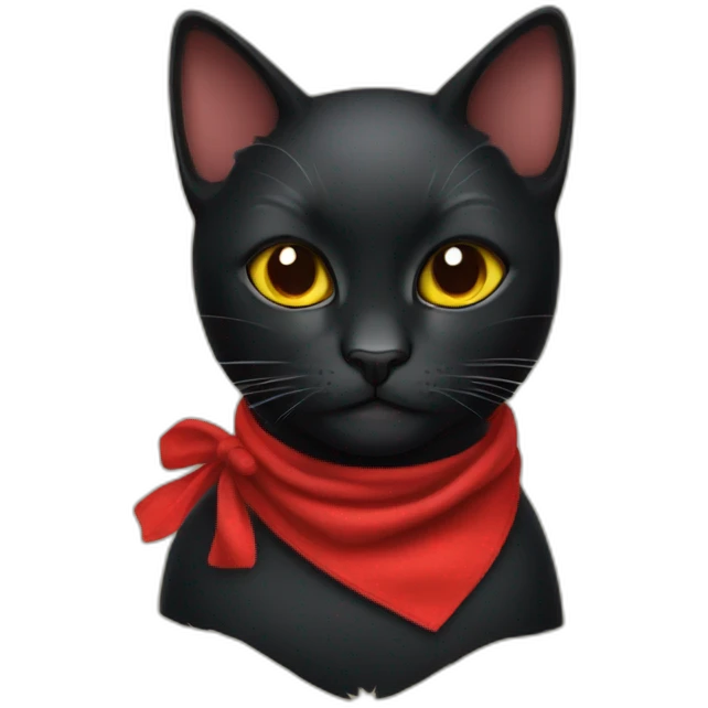 black cat with red handkerchief emoji