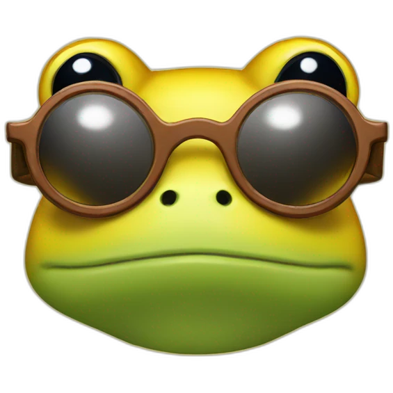 Yellow frog with glasses emoji
