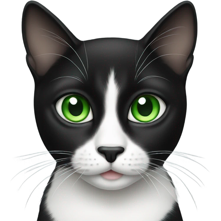 Black and white cat with green eyes emoji