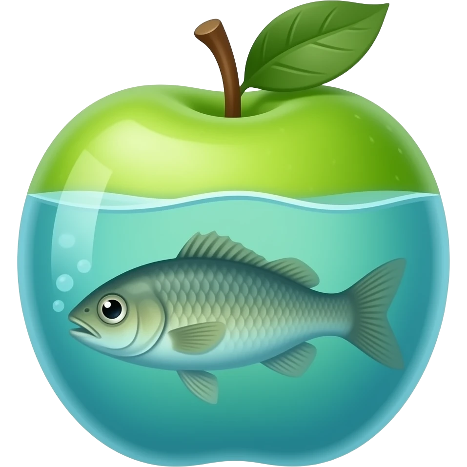 fish in water inside of an lime apple emoji