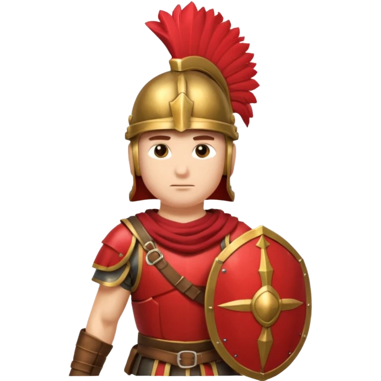 A strong Roman soldier in red-plumed helmet, bronze armor, and firm shield stance.
 emoji