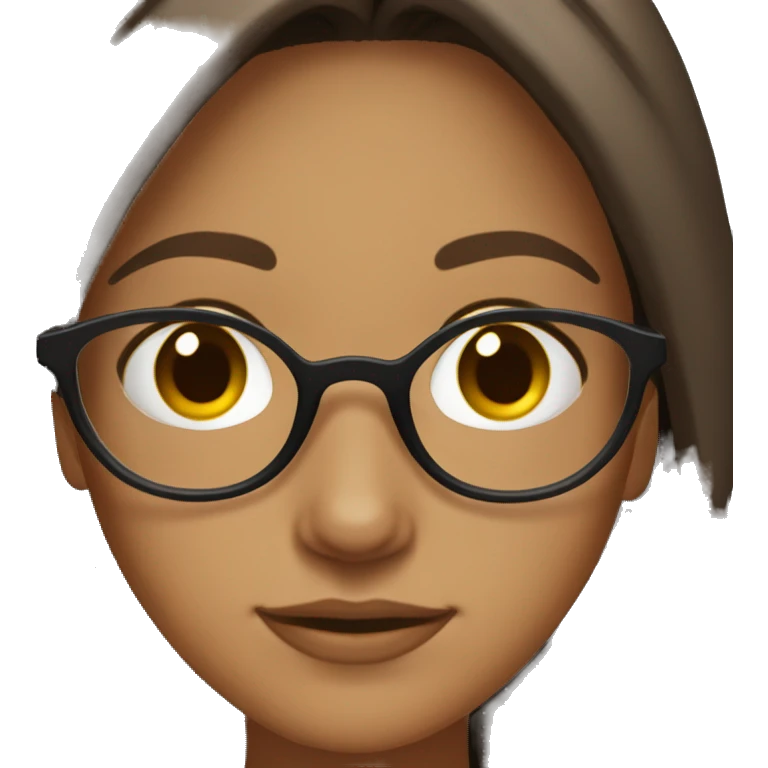 Girl with clear glasses dark brown slightly wavy hair and tan skin  emoji
