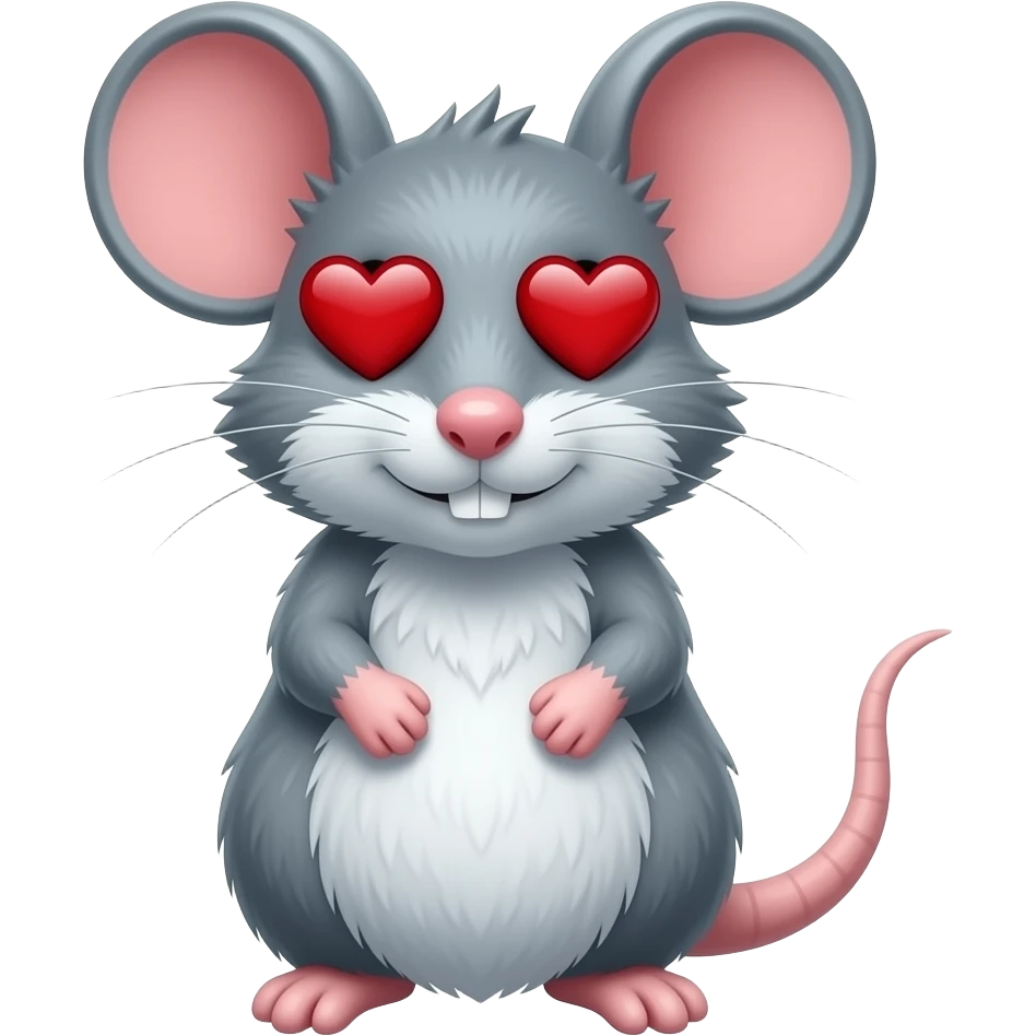 A rat with hearts instead of eyes emoji