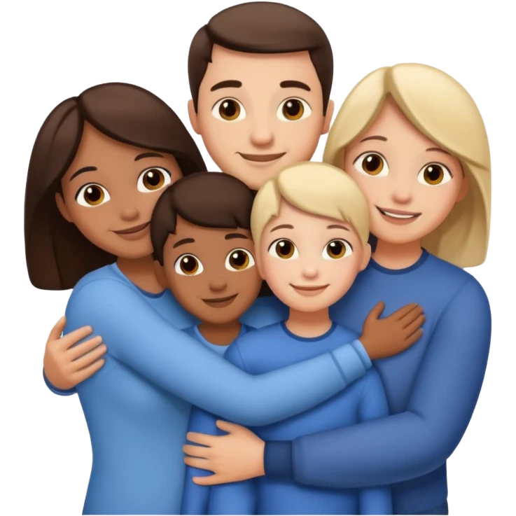 family of 5 hugging each other emoji