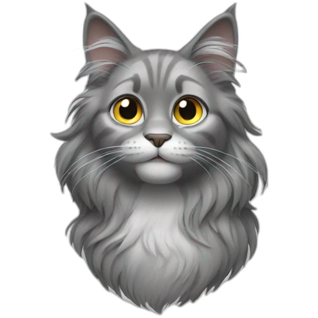 Pixar long hair cat grey emoji