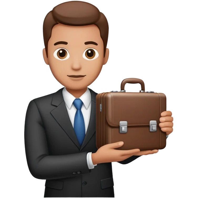 A businessman holds the case logo in his hands emoji