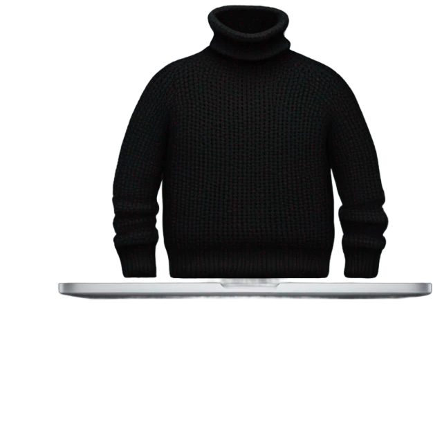 Steve Jobs black turtleneck on MacBook emoji