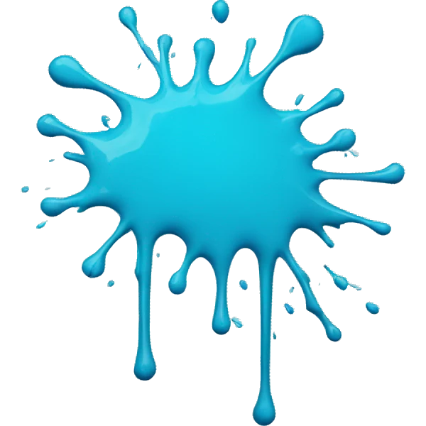 Glowing Cyan blue paint splash splatter drip emoji