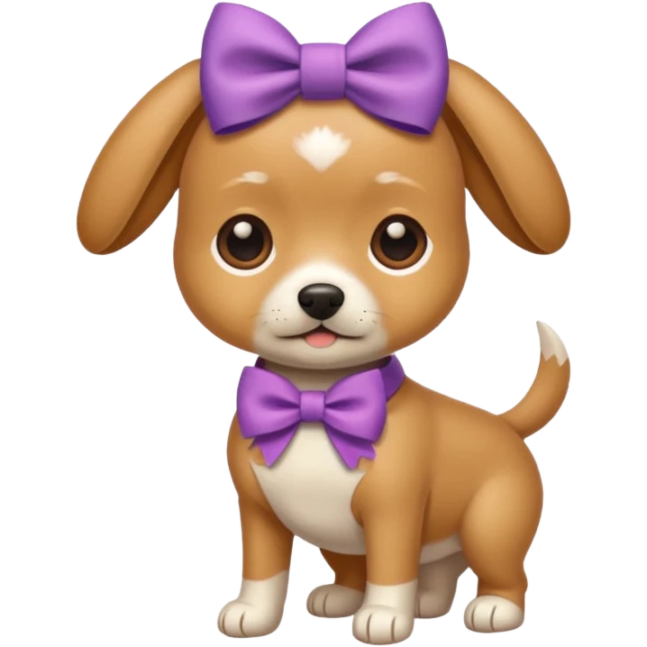 Small light brown dog with bow emoji