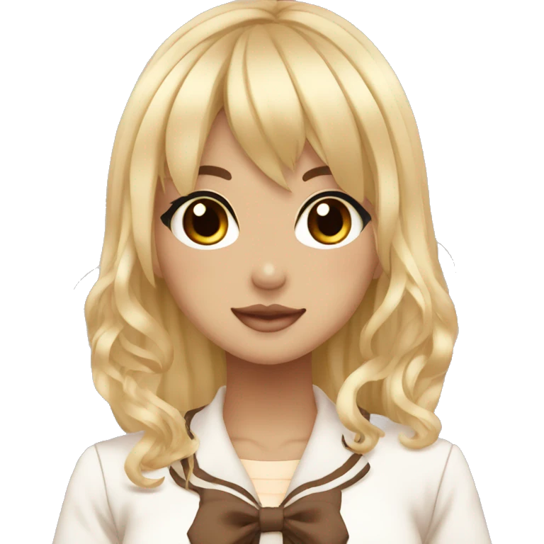 gyaru, kogal, kogyaru, school uniform, blonde hair, dark skin, brown skin emoji