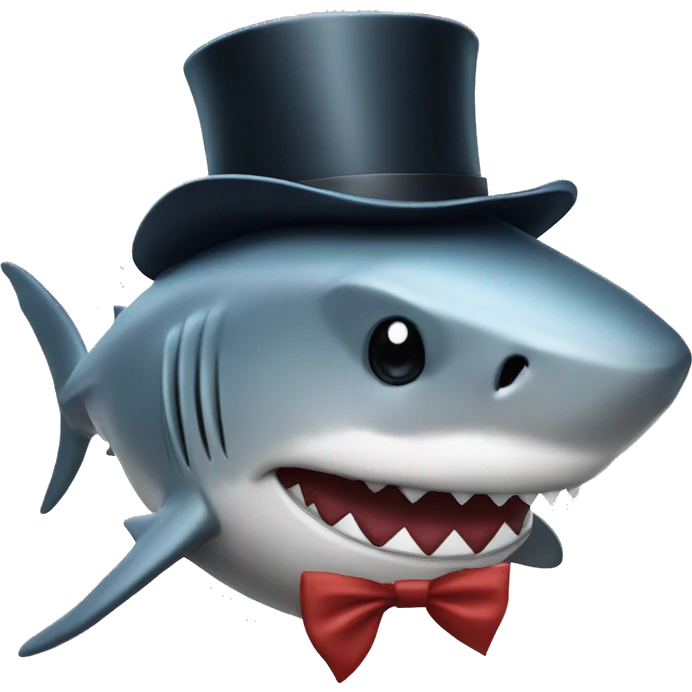 Shark with top hat and fancy bow tie emoji