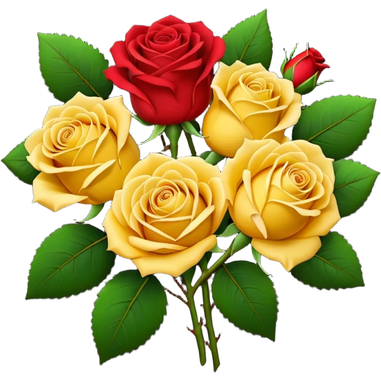 Yellow rose and red rose bouquet with black paper emoji