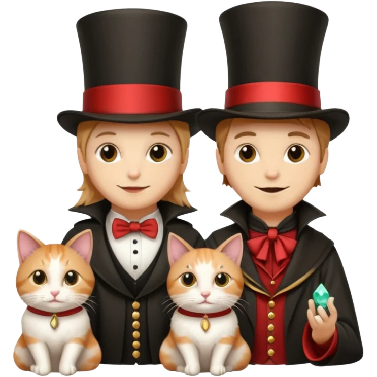 magician couple and their pet cat emoji