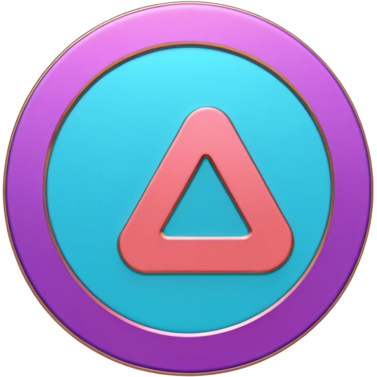 
One  Rotate 45 degree 3d credit coin color in in gradient of turquoise, blue, pink, purple, and coral emoji