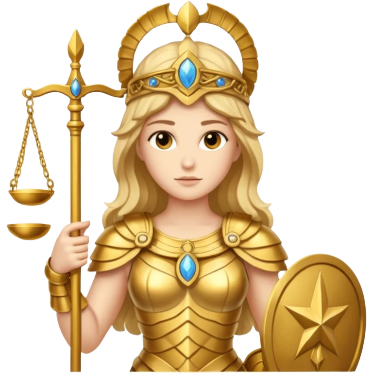 athena goddess, with scales of justice emoji