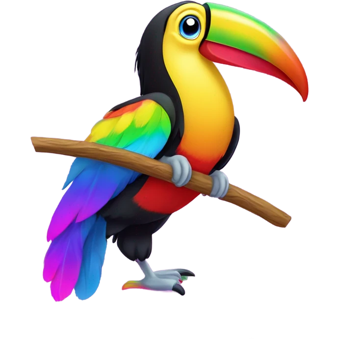 Lisa frank toucan with rainbow beak and feathers emoji